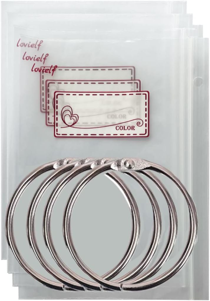 lovielf Embroidery Threads Cross Stitch Floss Bag Organizer 5.12 x 3.6 inch - 200 Pack with 4 Rings - Image 4